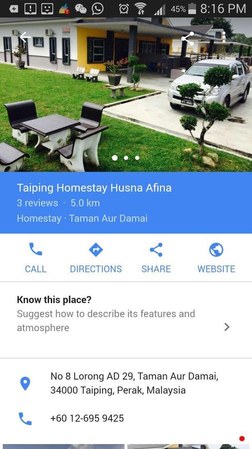 Taiping Homestay Husna Afina Extérieur photo